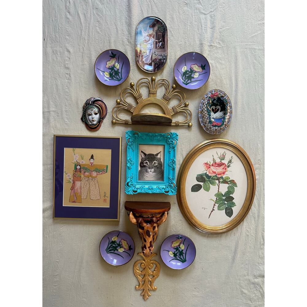 Vintage lot gallery accent wall art pictures set ornate gold framed portraits 13